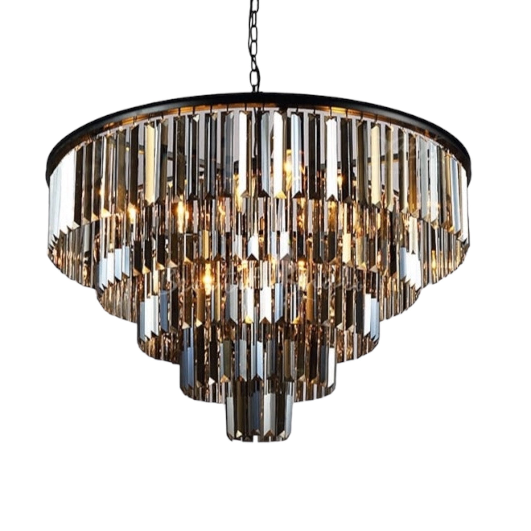 Crystal Chandelier Luxware Polaris 5-layer Black wreath with Smørk crystal Ø 80 cm.